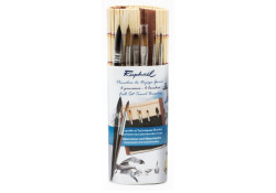 Raphael 6-brush set + bamboo mat 16x16 cm