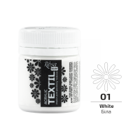 Acrylic Fabric Paint, White (01), 20ml, ROSA Talent