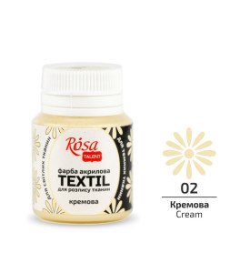 Farba Akrylowa do Tkanin, Kremowa (02), 20ml, ROSA Talent