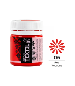 Farba Akrylowa do Tkanin, Czerwona (06), 20ml, ROSA Talent