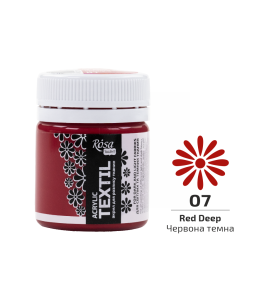 Farba Akrylowa do Tkanin, Czerwona ciemna (07), 20ml, ROSA Talent