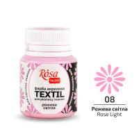 Acrylic Fabric Paint, Rose Light (08), 20ml, ROSA Talent