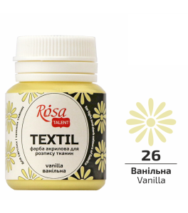 Acrylic Fabric Paint, Vanilla (26), 20ml, ROSA Talent