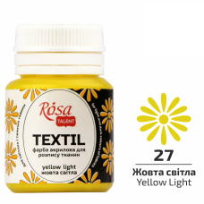 Acrylic Fabric Paint, Yellow Light (27), 20ml, ROSA Talent