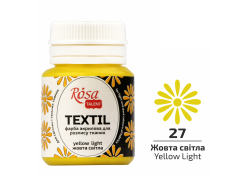 Acrylic Fabric Paint, Yellow Light (27), 20ml, ROSA Talent