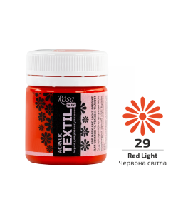 Farba Akrylowa do Tkanin, Czerwona jasna (29), 20ml, ROSA Talent