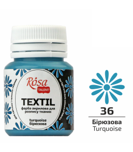 Farba Akrylowa do Tkanin, Turkusowa (36), 20ml, ROSA Talent