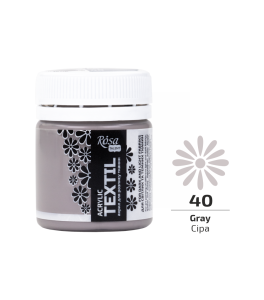 Acrylic Fabric Paint, Gray (40), 20ml, ROSA Talent