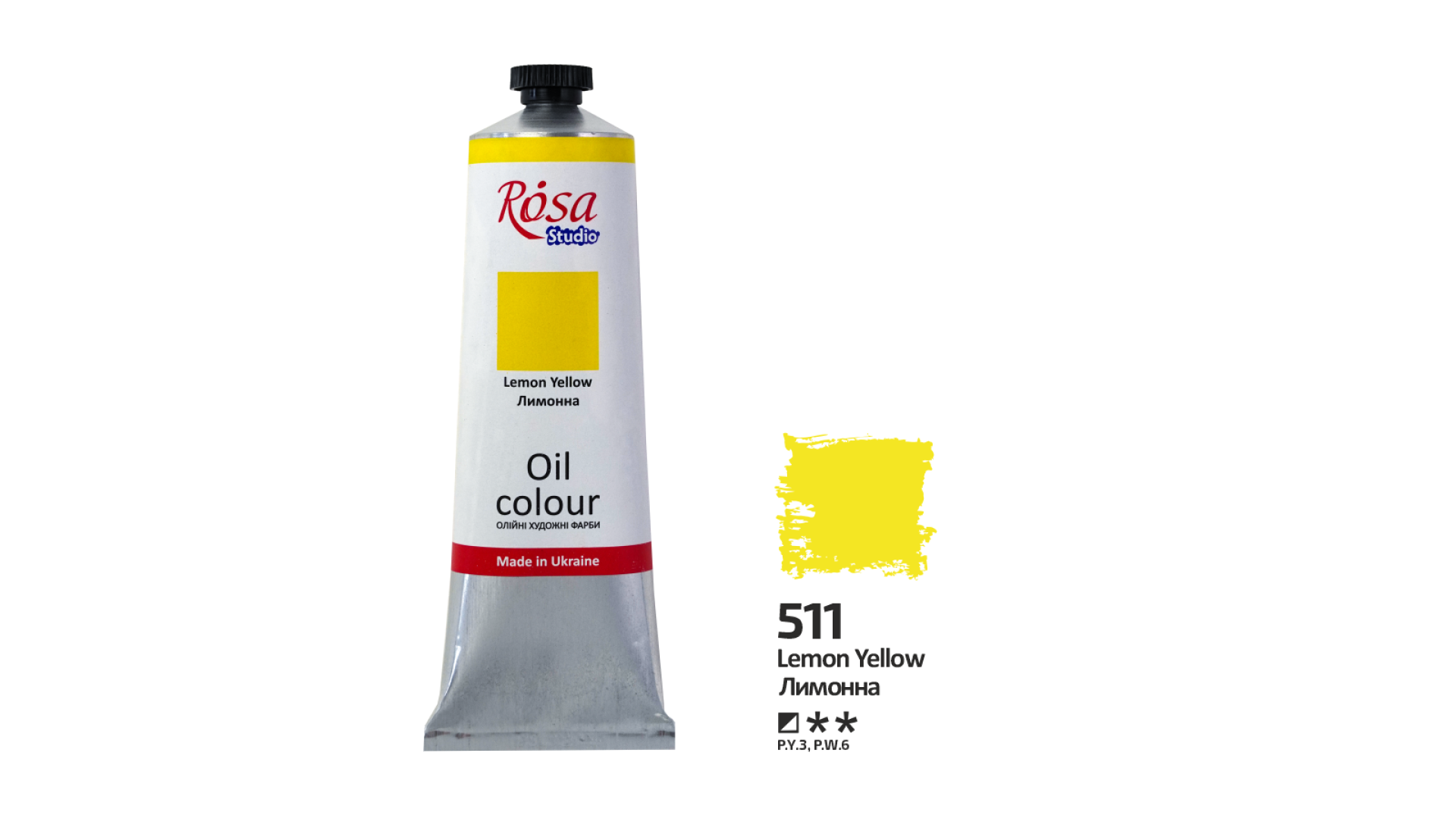 Oil Paint, Lemon Yellow (511), 100ml, ROSA Studio