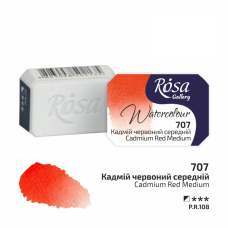 ROSA Gallery Farba Akwarelowa, Cadmium Red Medium (707), Kostka, 2,5 ml