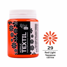 Farba Akrylowa do Tkanin, Czerwona jasna (29), 80ml, ROSA Talent