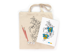 ROSA Talent Coloring Ecobag Flowers in hair 38×42 cm – Cotton 220 gsm