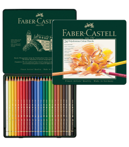 Faber–Castell Polychromos Colour Pencils – 24 Colors in Metal Tin