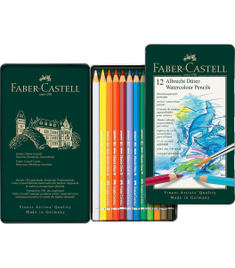 Faber–Castell A.Durer Watercolour Pencils – 12 Colors in Metal Tin