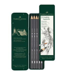 Faber–Castell Graphite Aquarelle Pencils – Set of 5 in Metal Tin