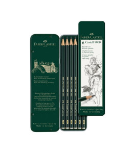 Faber-Castell 9000 Graphite – zestaw ołówków HB–8B, 6 szt., metalowe etui