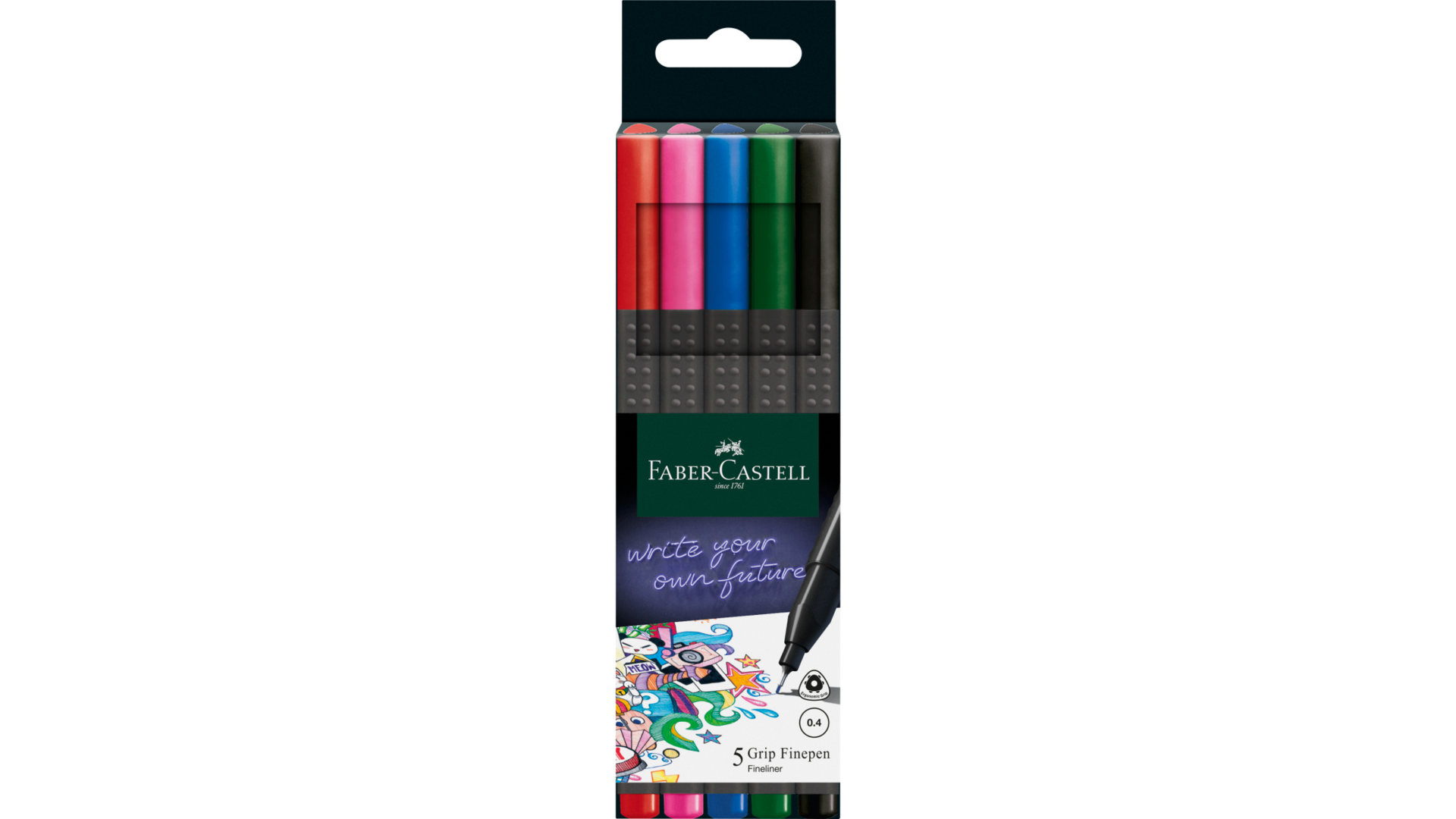 Faber–Castell Zestaw cienkopisów Grip Fineliner – 5 kolorów podstawowych