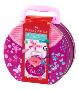 Faber–Castell Connector Felt Tip Pens – 33 Colors Bag Metal Tin