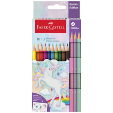Faber–Castell Kredki Jednorożec – 10 kol. standardowych + 3 kol. pastelowe + naklejki