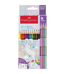 Faber–Castell Kredki Jednorożec – 10 kol. standardowych + 3 kol. pastelowe + naklejki