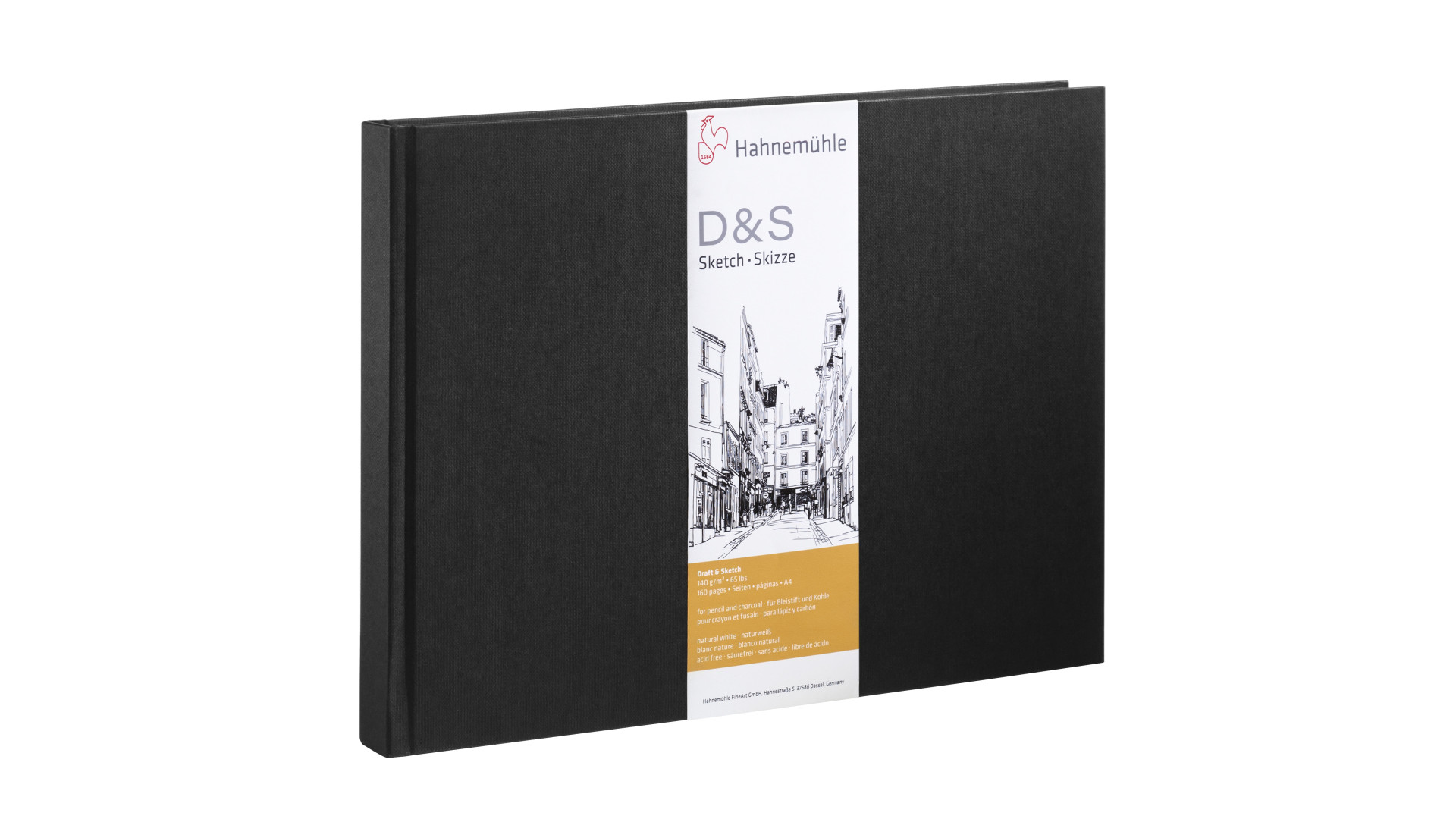 Hahnemuehle Sketchbook D&S A3 140g 80 sheets, black landscape format