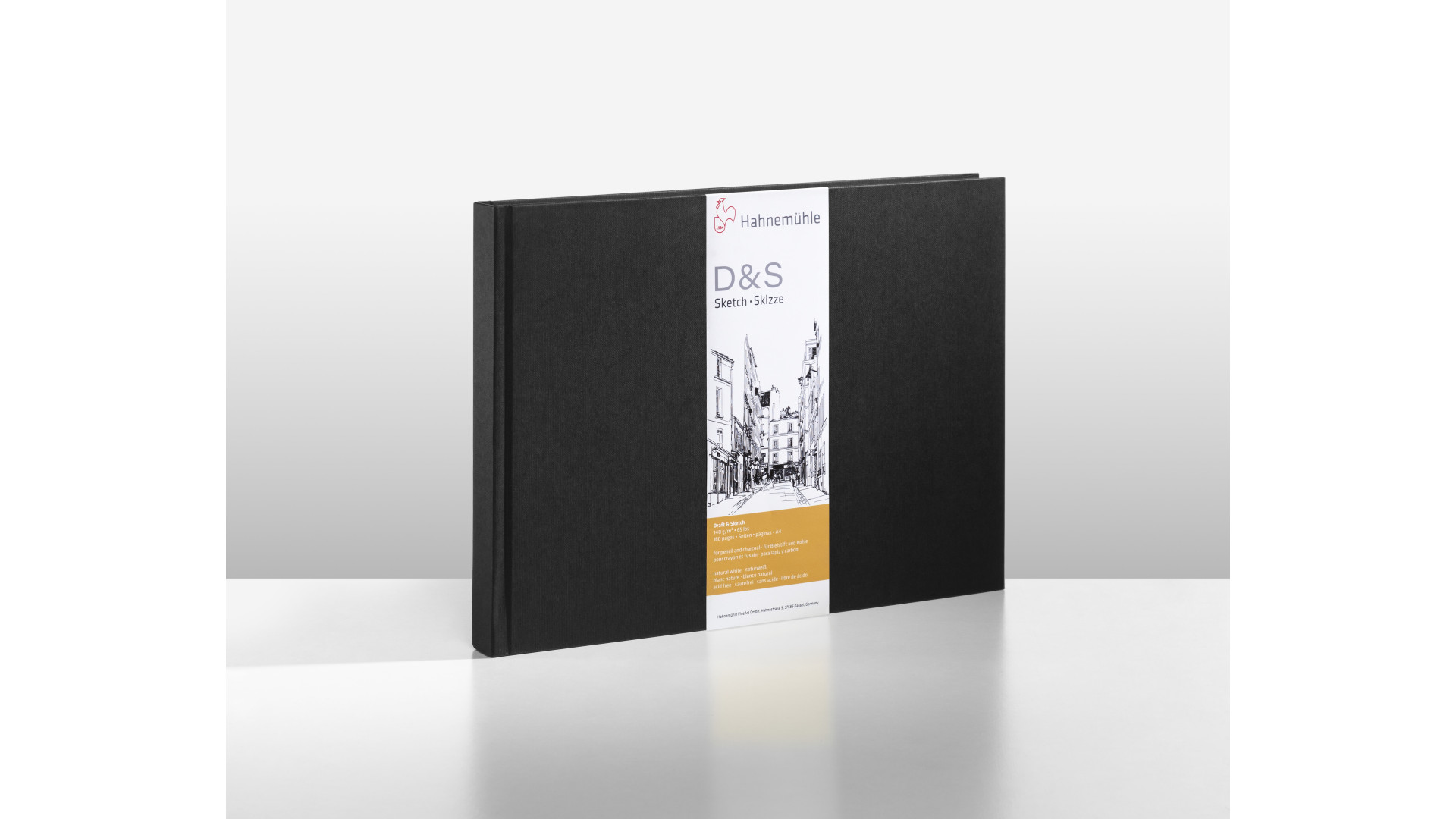 Hahnemuehle Sketchbook D&S A4 140g 80 sheets, black landscape format