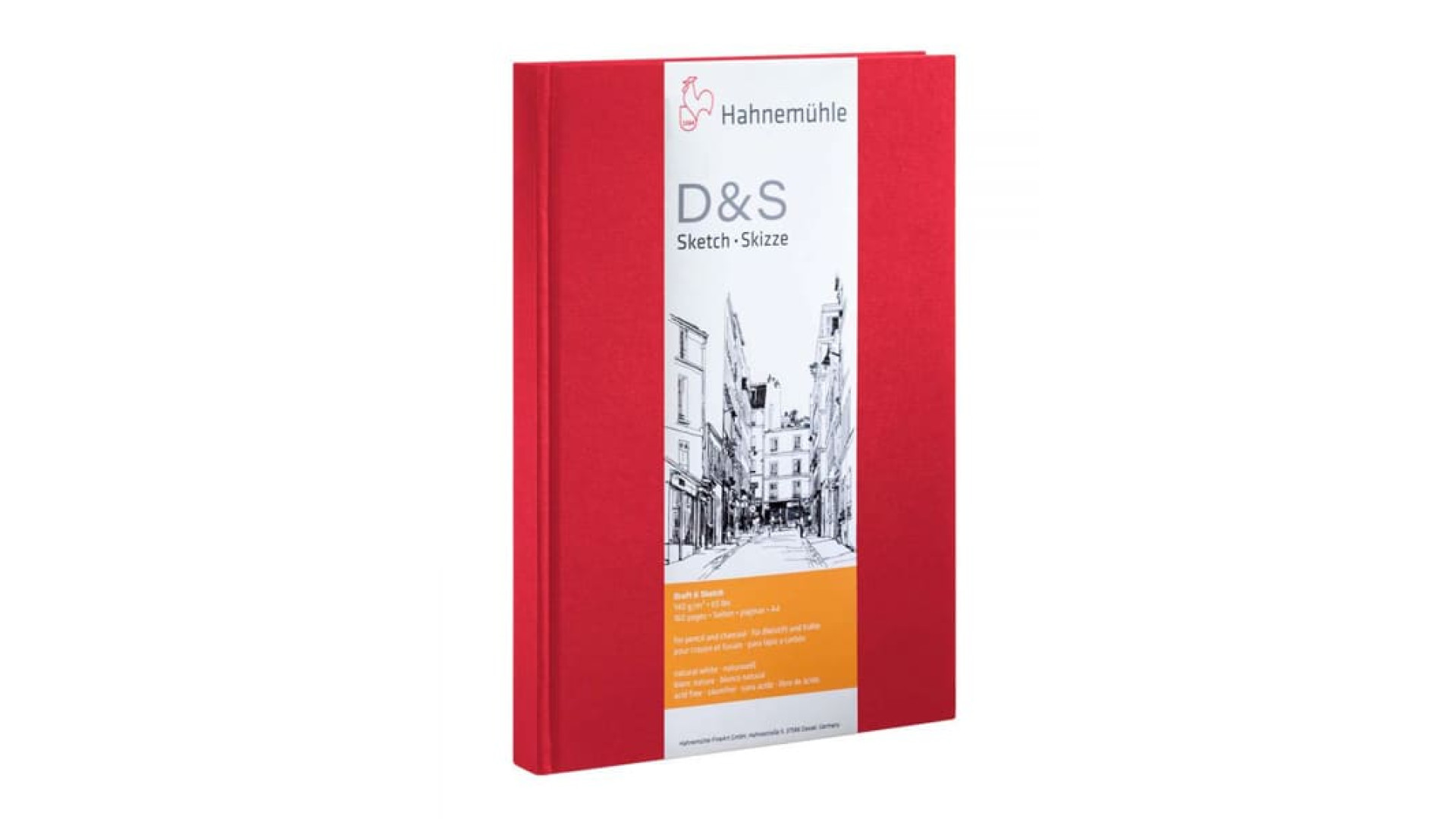 Hahnemuehle Sketchbook D&S A4 140g 80 sheets, red portrait format