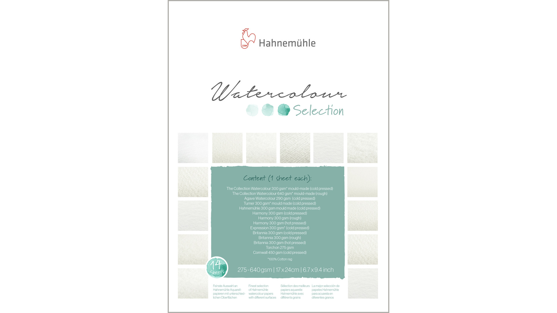 Hahnemuehle Pad AQUARELL SELECTION 17x24 cm 275-640 g 14 sheets