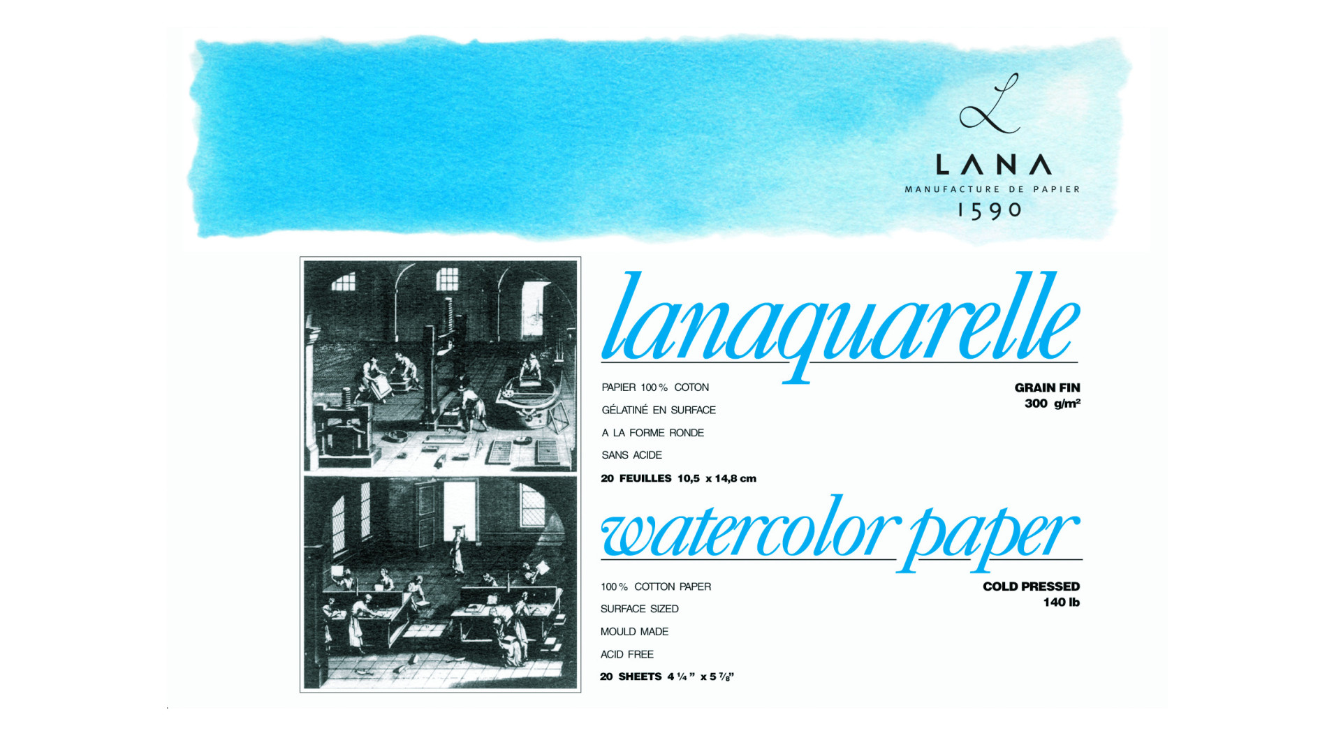 Lana Blok LANAQUARELLE 23x31 cm 300g 20k CP 100% bawełny