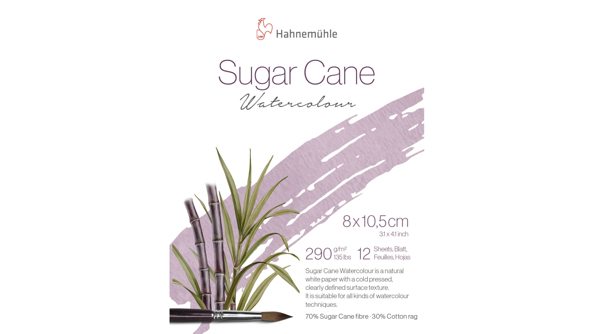 Hahnemuehle Block SUGAR CANE Watercolour 8x10,5 cm 290g 12 sheets