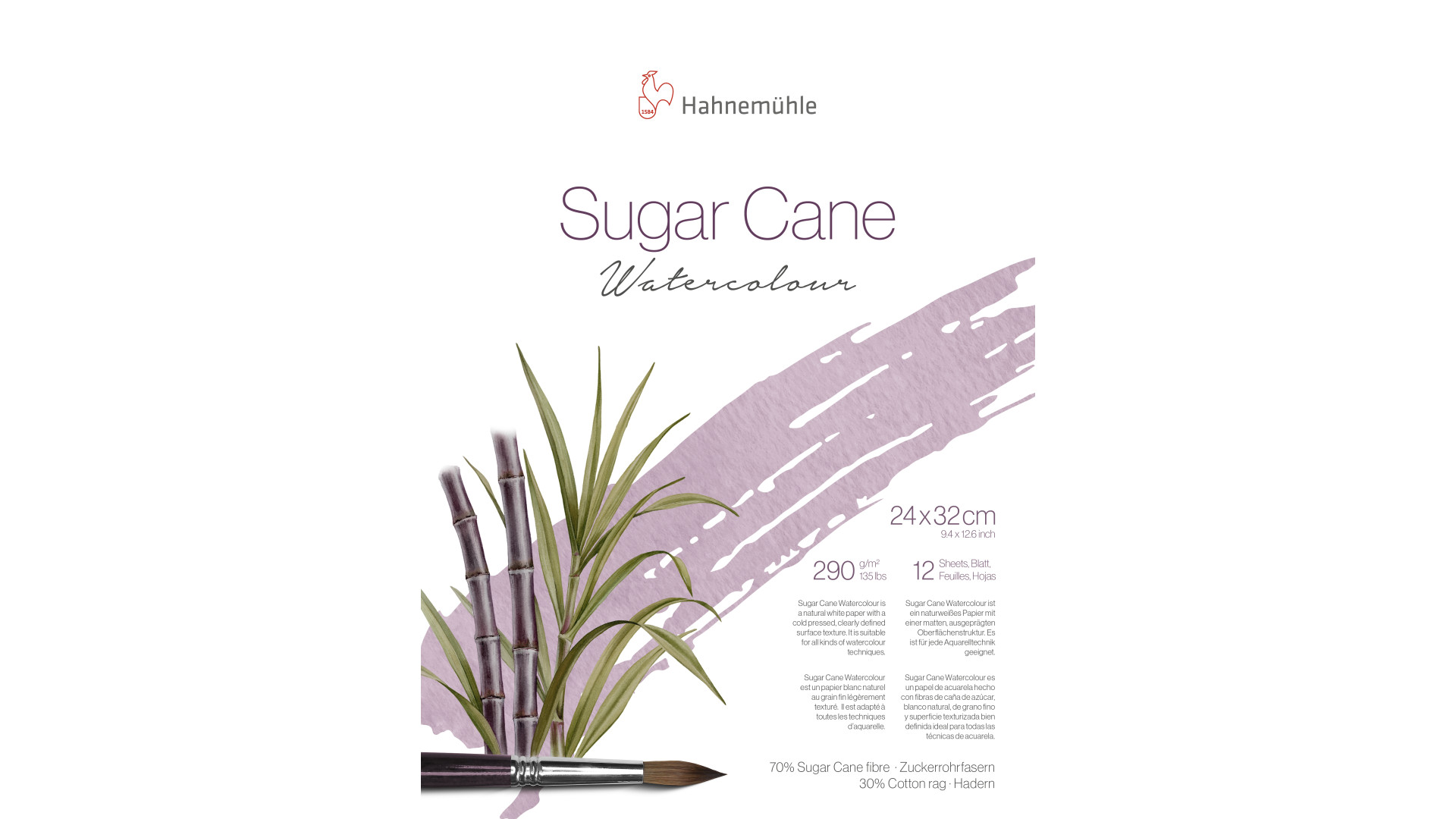 Hahnemuehle Block SUGAR CANE Watercolour 24x32 cm 290g 12 sheets