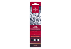 Koh–I–Noor Monochrome Drawing Set 1900MO 6 Pieces – Graphite Pencils, Charcoal, Pastel and Eraser