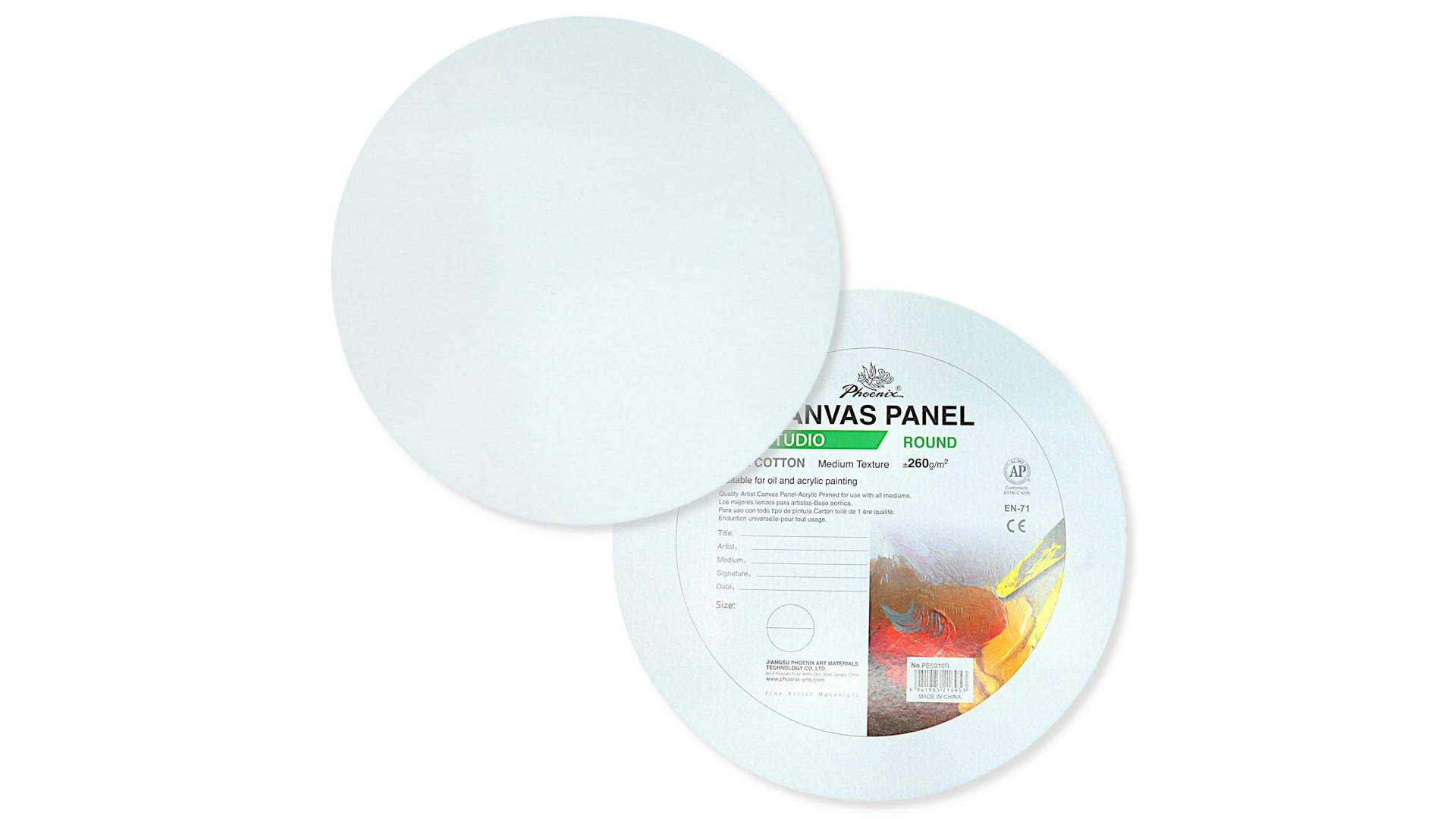 Phoenix Studio Canvas Board round d–20cm, cotton