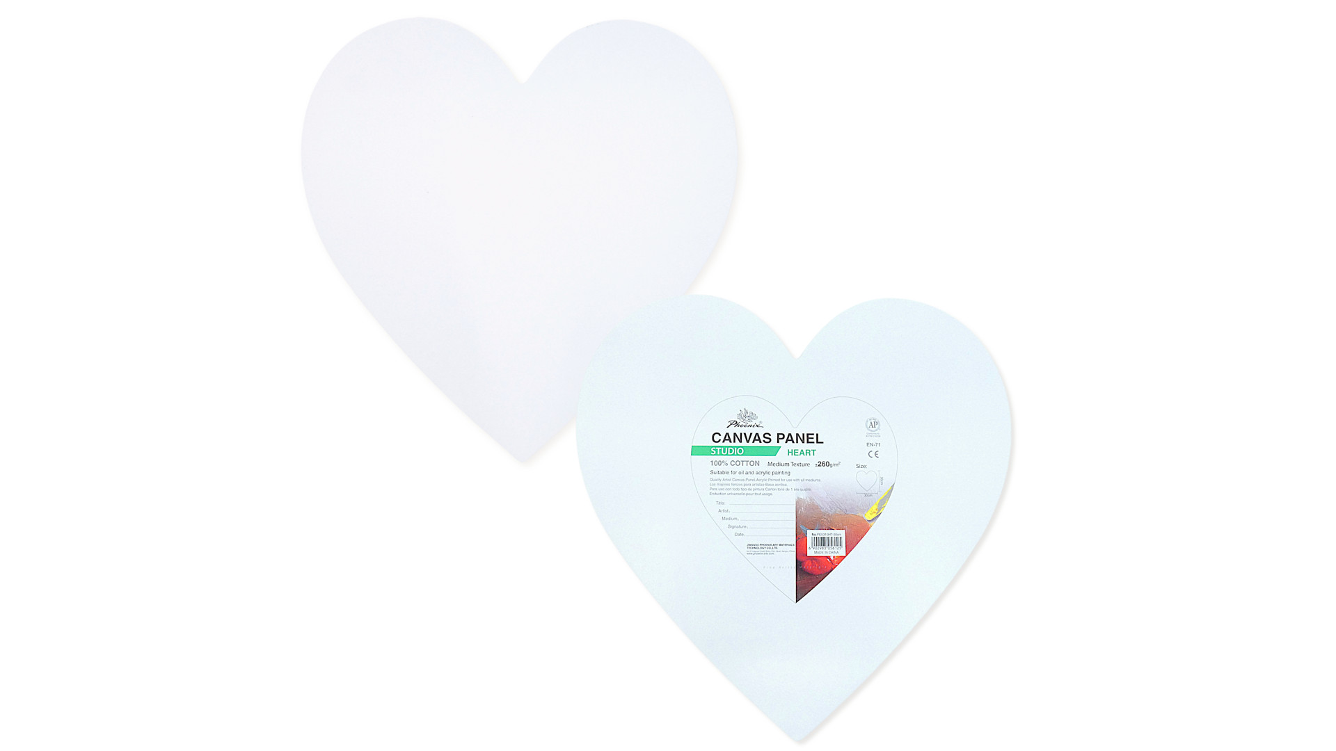 Phoenix Studio Canvas Board heart 30x30 cm, cotton