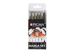 Sakura Pigma Micron Fineliner Manga Set, 6 sizes, black