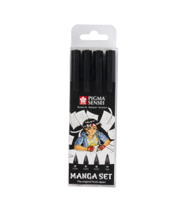 Sakura Pigma Sensei Manga Set, 4 sizes, black