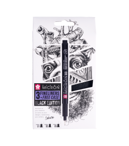 Sakura Pigma Micron Black Edition set 3 pens + free pen case
