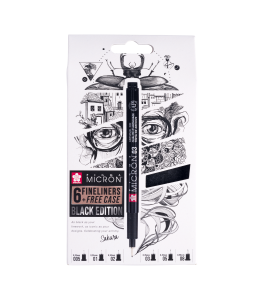 Sakura Pigma Micron Black Edition set 6 pens + free pen case