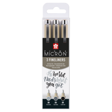 Sakura Pigma Micron 05 Fineliner Set, 3 pens Black & Gray