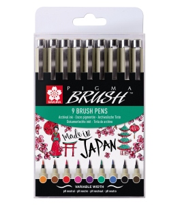 Sakura Pigma Brush, zestaw 9 kolorów
