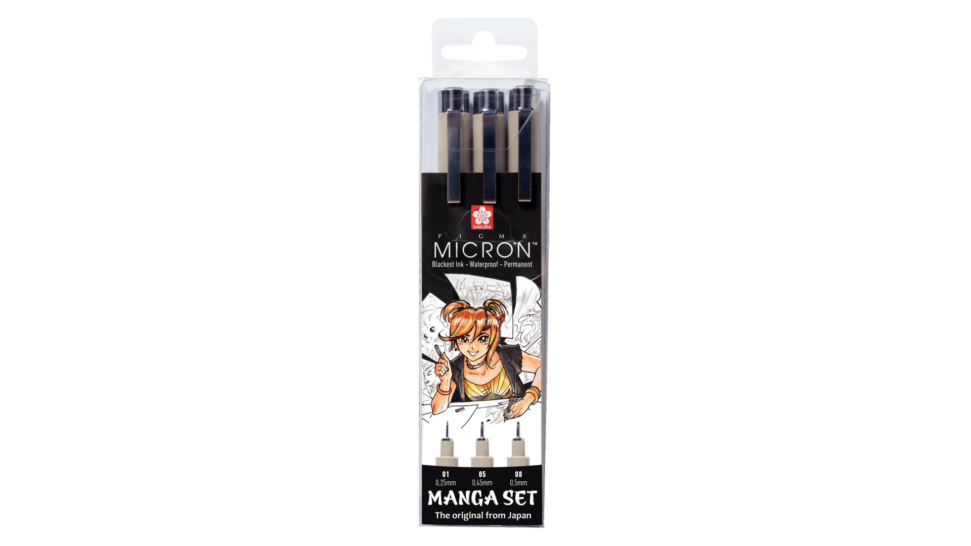 Sakura Pigma Micron Fineliner Manga Set, 3 sizes, black