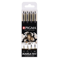 Sakura Pigma Micron Fineliner Manga Set, 4 sizes, Sepia