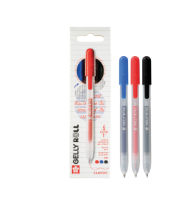 Sakura Gelly Roll Classic Retractable Gel Pens, 3-Pack Mix: Black, White, Blue