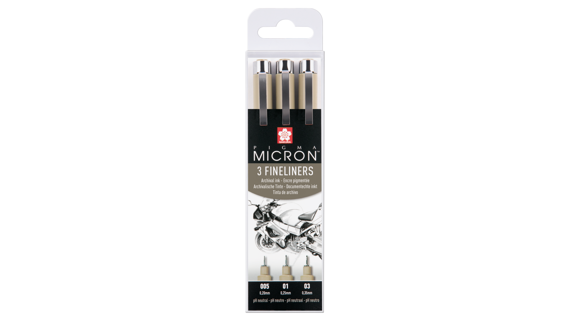 Sakura Pigma Micron Fineliner Set, 3 black pens