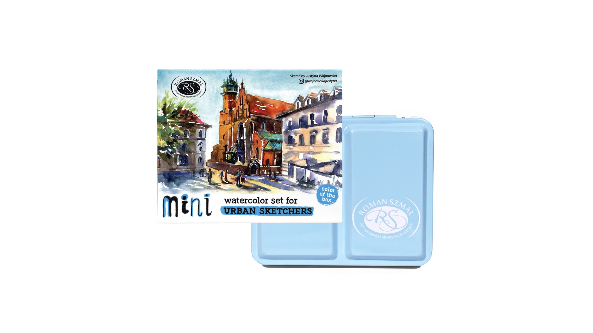 Szmal Aquarius Mini Urban Sketchers Blue 8 colours, Half Pans