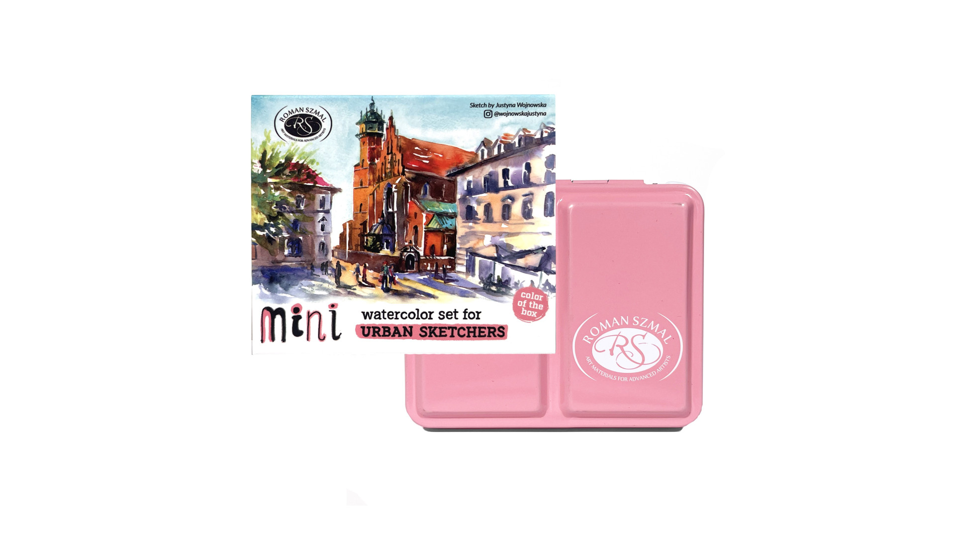 Szmal Aquarius Mini Urban Sketchers Pink 8 colours, Half Pans
