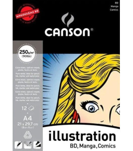 Canson Illustration Comics & Manga Drawing Pad A4 250g 12 Sheets
