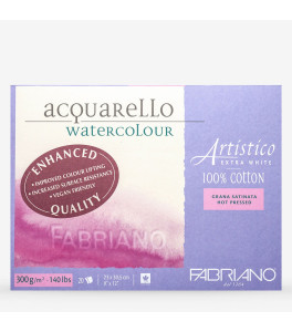 Fabriano ARTISTICO Watercolour Pad Extra White 300g 23x30,5 cm 20 Sheets Hot Pressed (Grana satinata)