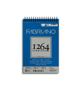 Blok rysunkowy CZARNY 1264–Fabriano Black Drawing 200g A5, 20 ark. na spirali 