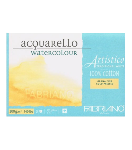 Fabriano ARTISTICO Watercolour Pad Traditional White 300g 12.5x18 cm 25 Sheets Cold Pressed (Grana fina)